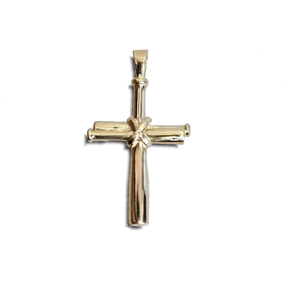 Men's 14k Gold Baseball Bat Cross Necklace