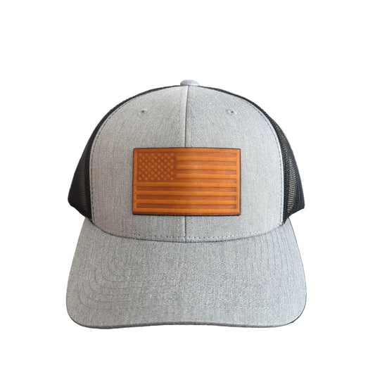 Brown Leather Flag Hat
