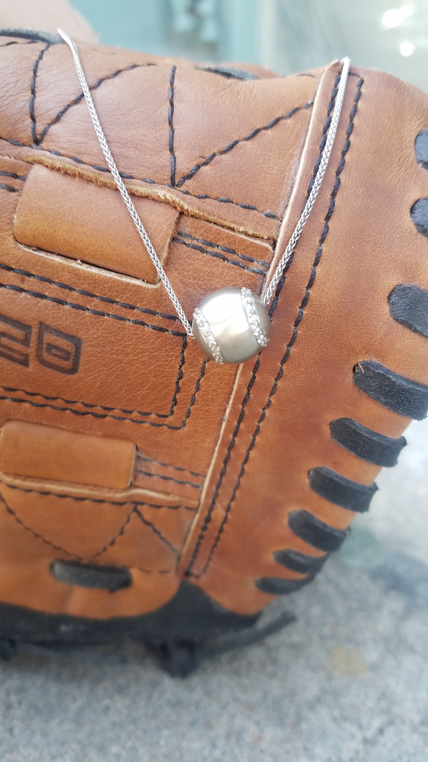 14k yellow gold softball pendant