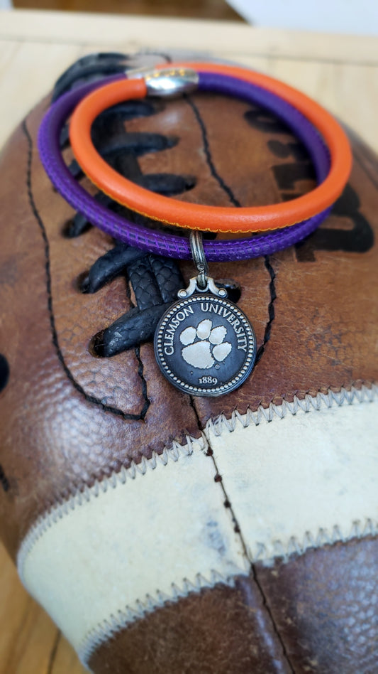 Clemson Leather Antique Charm Bracelet