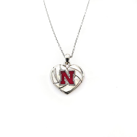 Nebraska Volleyball Heart Pendant