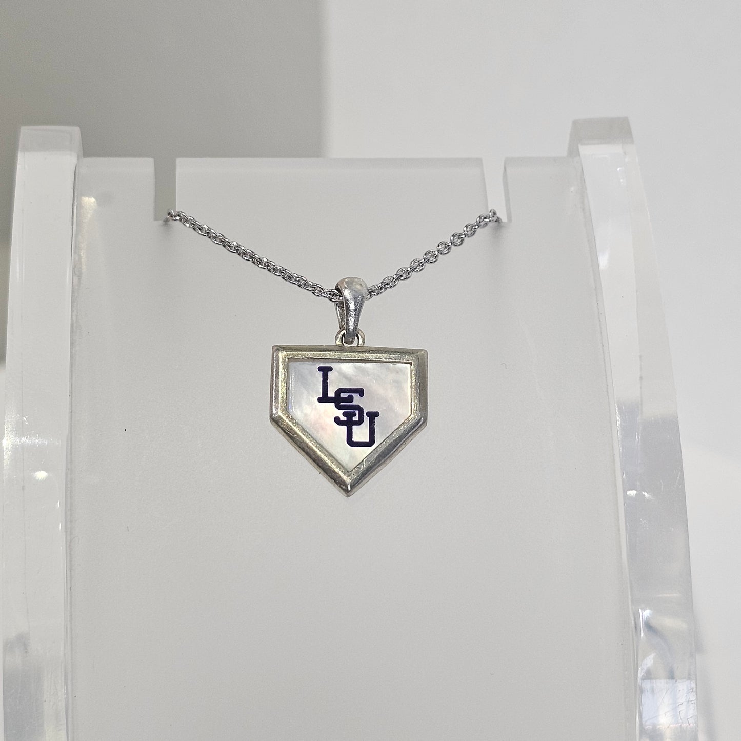 LSU Mother of Pearl Home Plate Necklace