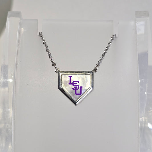 LSU Mother of Pearl Home Plate Necklace