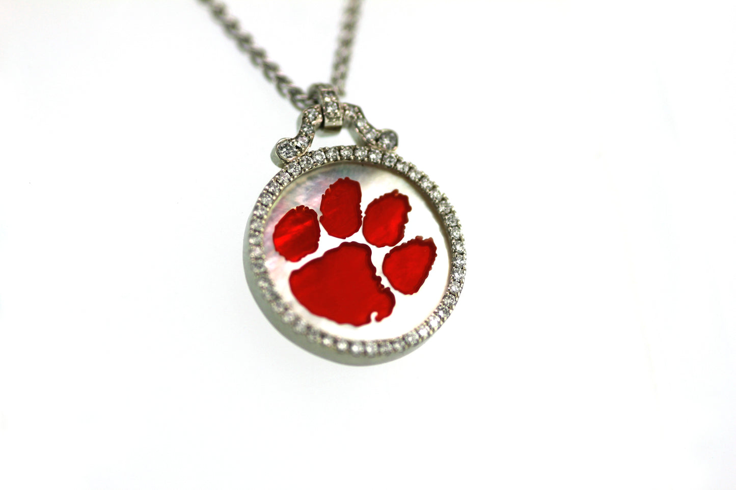 Clemson Diamond, 14k, Mother of Pearl Pendant