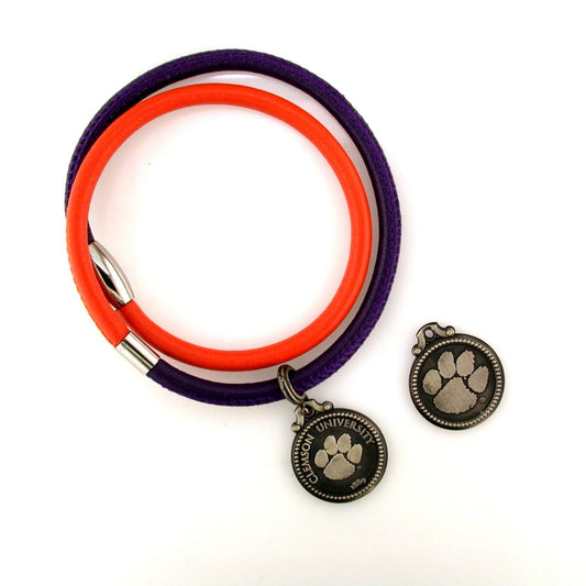 Clemson Leather Antique Charm Bracelet