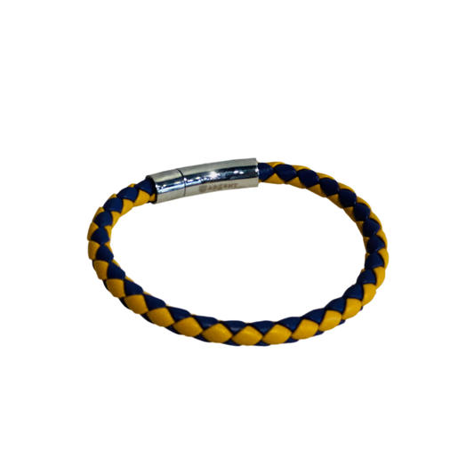 Purple and Yellow Italian leather bracelet