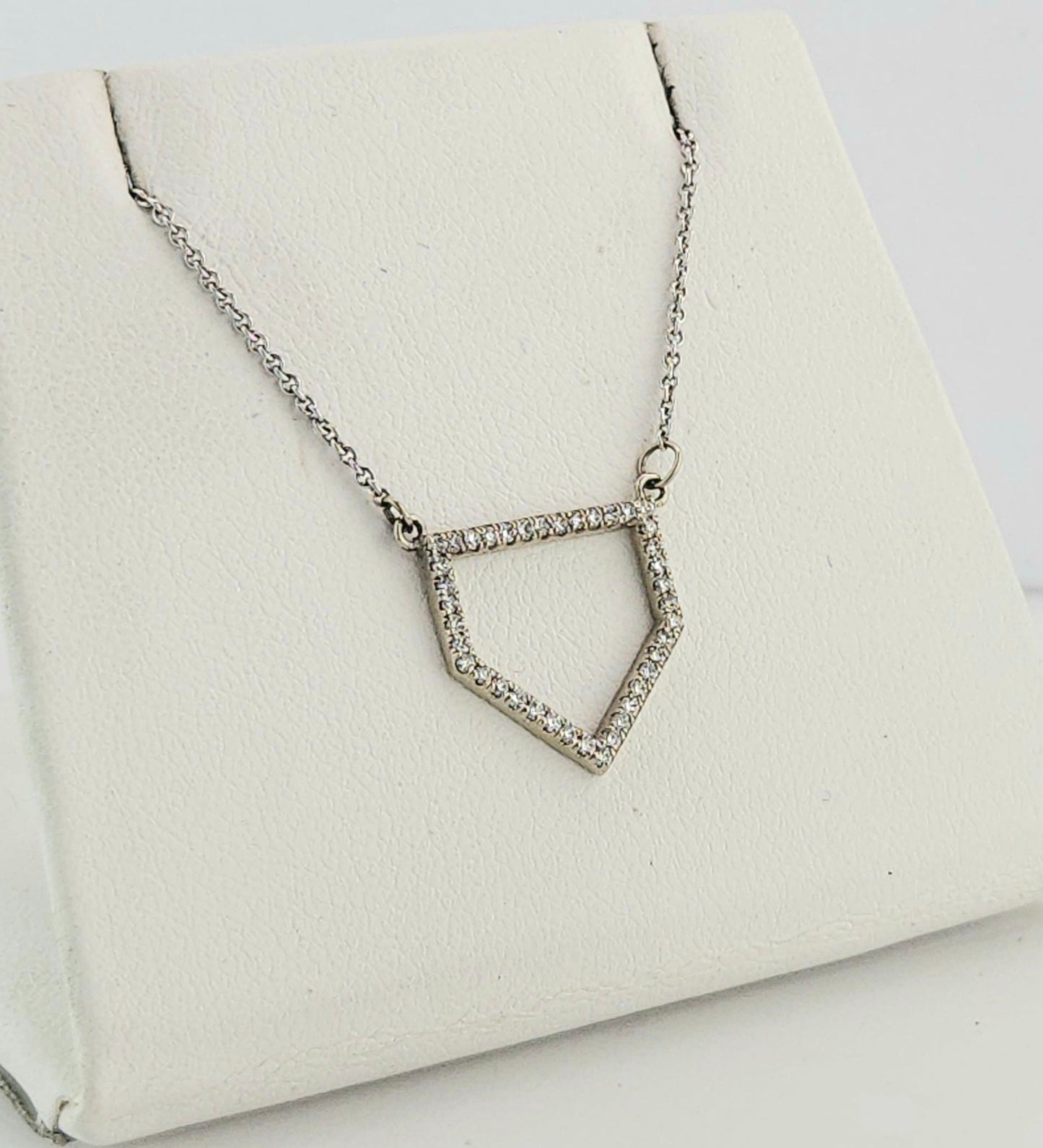 Home Plate 14k White Gold & Diamond Necklace