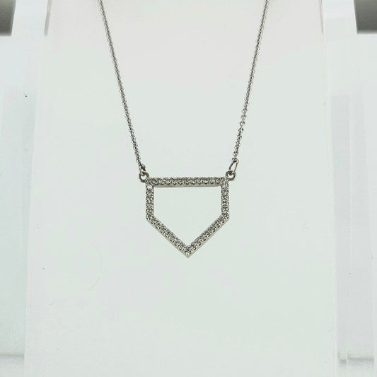 Home Plate 14k White Gold & Diamond Necklace