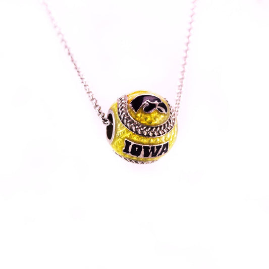 Iowa Enameled Baseball Pendant