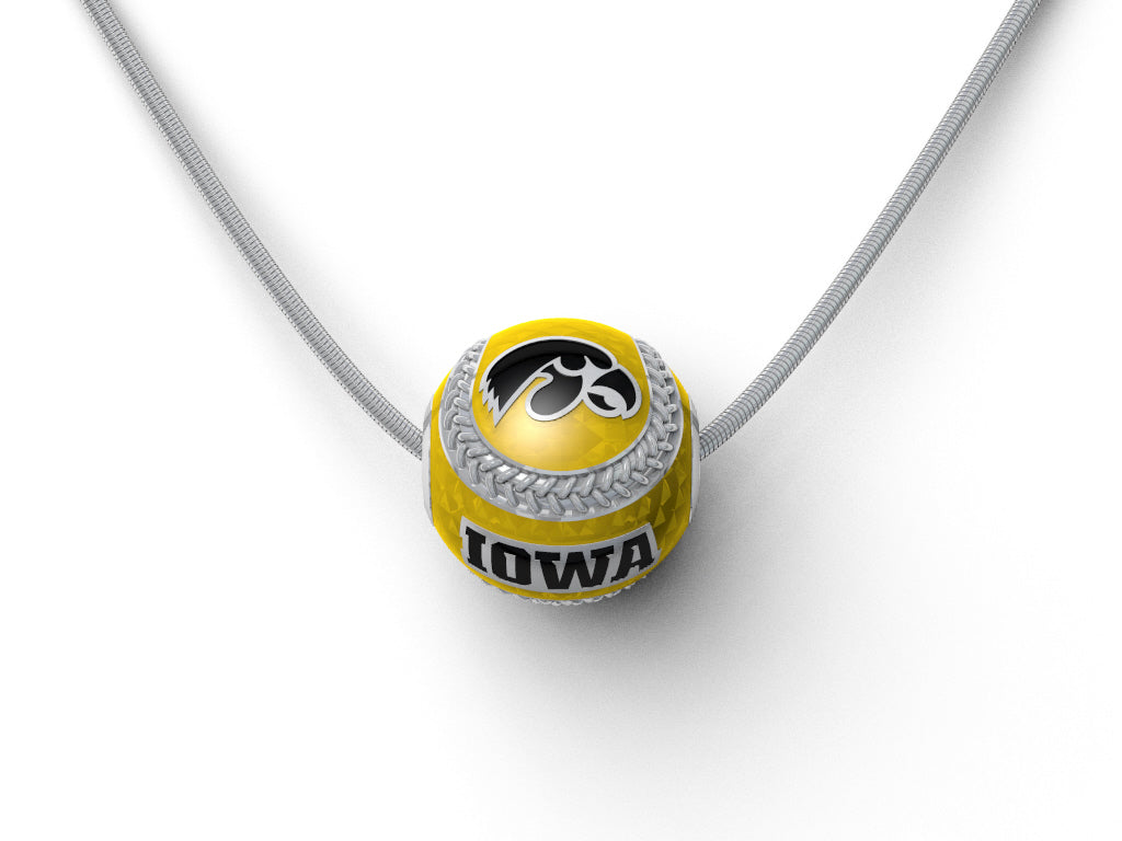 Iowa Enameled Baseball Pendant