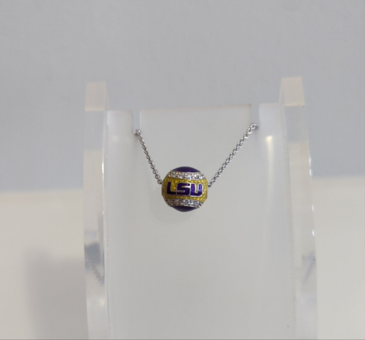 LSU MCWS Baseball Pendant with lab grown Diamond
