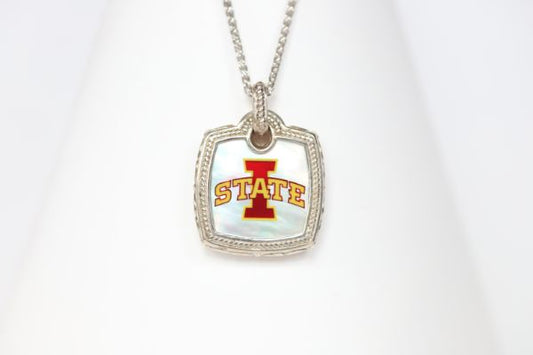 Iowa State Cushion Mother of Pearl Necklace