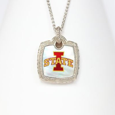 Iowa State Cushion Mother of Pearl Necklace
