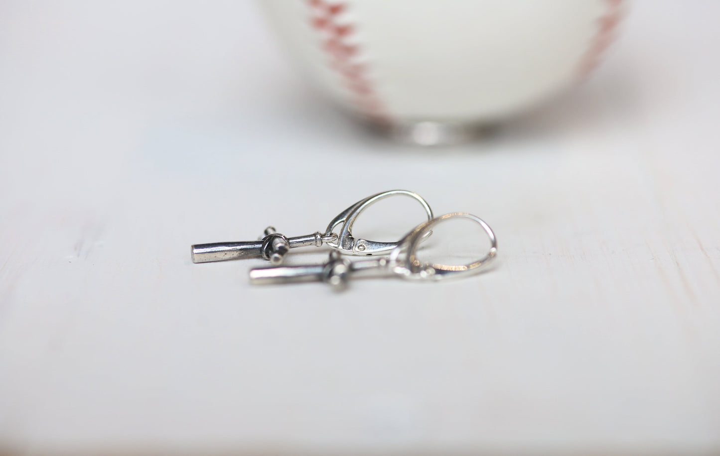 Baseball Cross Earrings in Sterling Silver