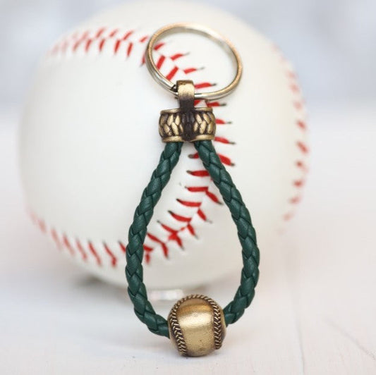 Leather Baseball Key Chain, Gift for Dad, Mom, Youth, Boy, Girl, Personalized, Team Colors