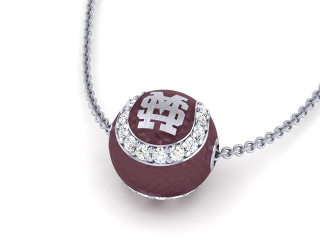Mississippi State Baseball Necklace with Lab Diamonds