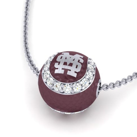 Mississippi State Baseball Necklace with Lab Diamonds