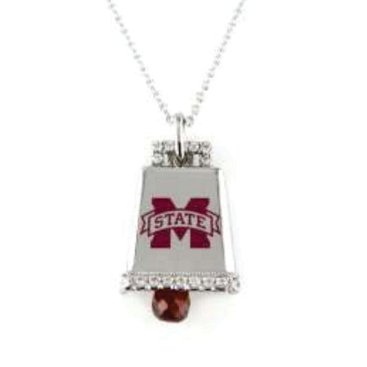 14k White Gold & Diamond Mississippi State Cowbell Pendant