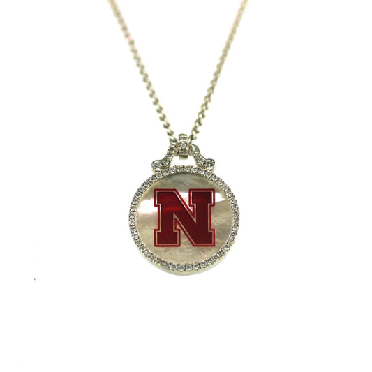 Nebraska 14k & Diamond Mother of Pearl Pendant