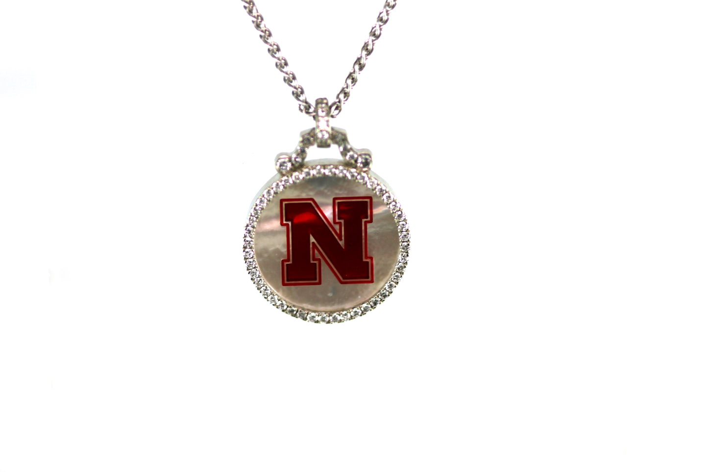 Nebraska 14k & Diamond Mother of Pearl Pendant