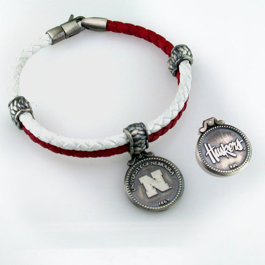 Nebraska Sterling & Leather Double Wrap Bracelet
