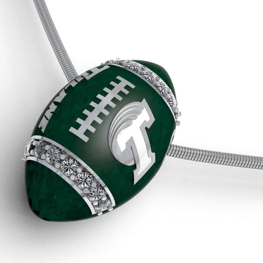 Tulane Diamond & Silver Football Pendant