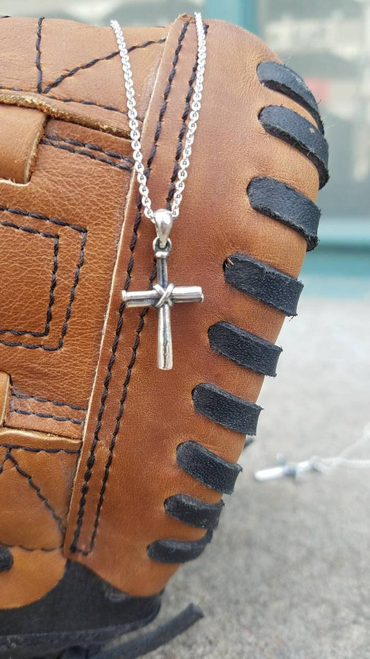Baseball Bat Cross Small Sterling Silver