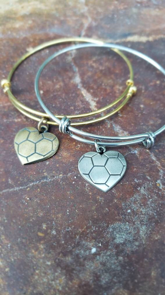 Soccer Heart Expandable Charm Bracelet