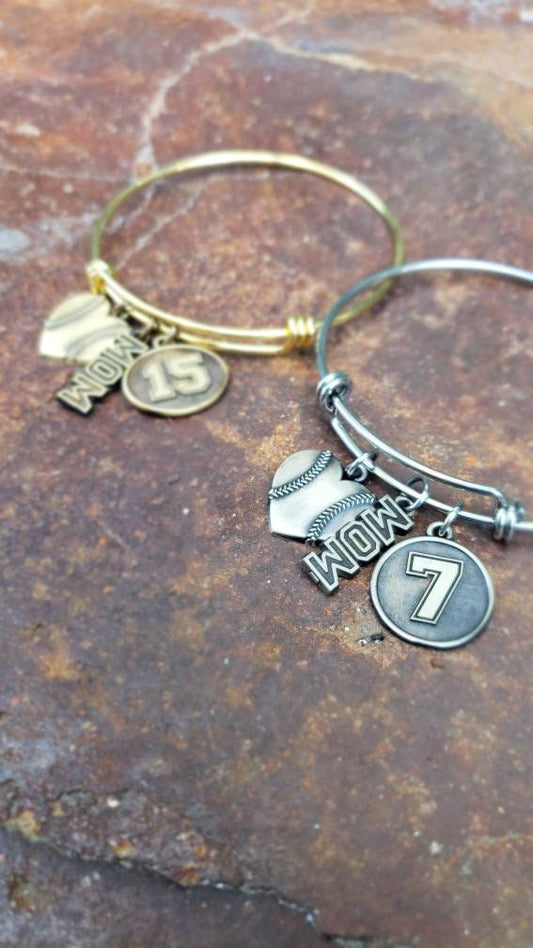 Baseball, Softball, Heart Charm Bracelet
