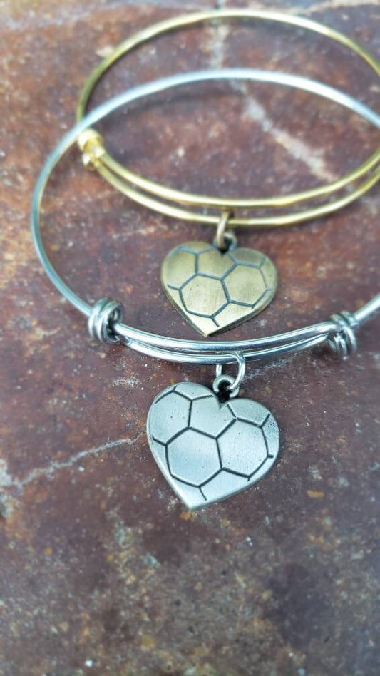 Soccer Heart Expandable Charm Bracelet