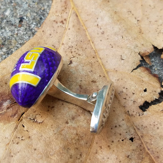 LSU Sterling Silver Football Cuff Links