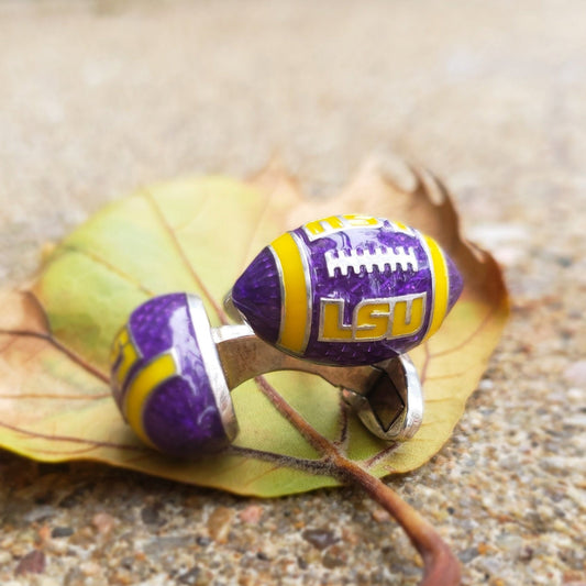 LSU Sterling Silver Football Cuff Links