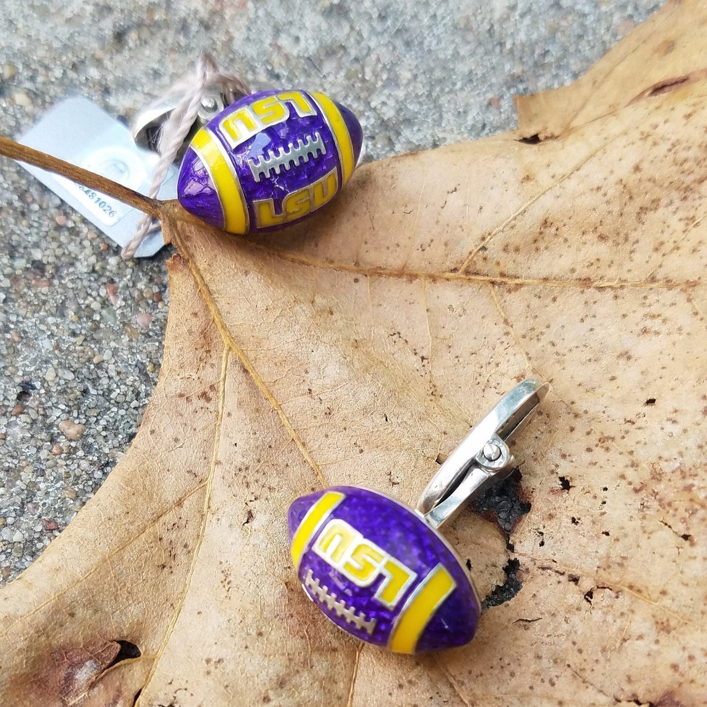 LSU Sterling Silver Football Cuff Links