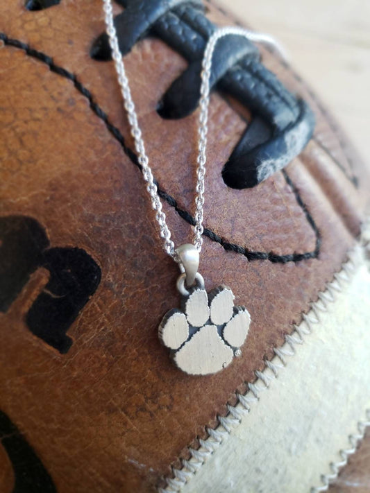 Clemson Tigers Paw Silver Pendant