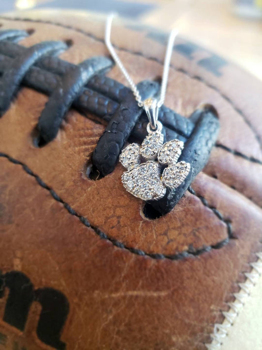 Clemson Tigers Paw Pendant, 14k White Gold and Diamonds