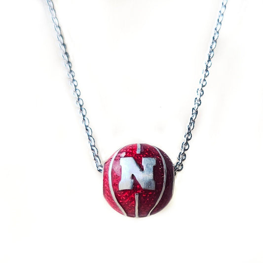 Nebraska Sterling Silver Basketball Pendant
