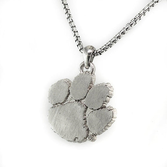 Clemson Men's Silver Paw Pendant