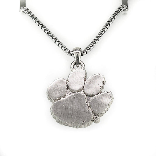 Clemson Men's Silver Paw Pendant
