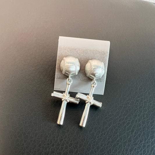 Baseball Cross Earrings