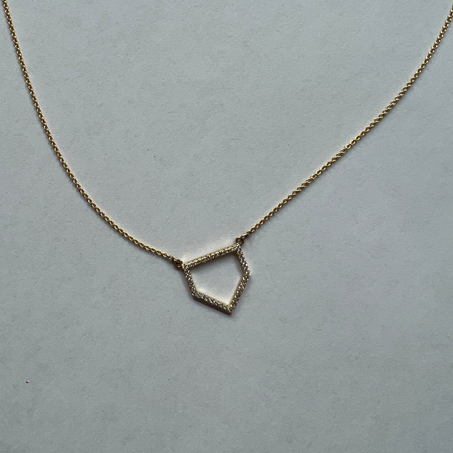 Home Plate 14k Yellow Gold & Diamond Necklace
