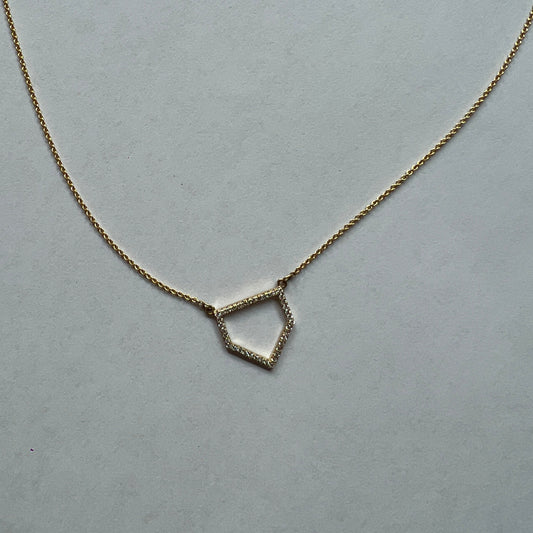 Home Plate 14k Yellow Gold & Diamond Necklace