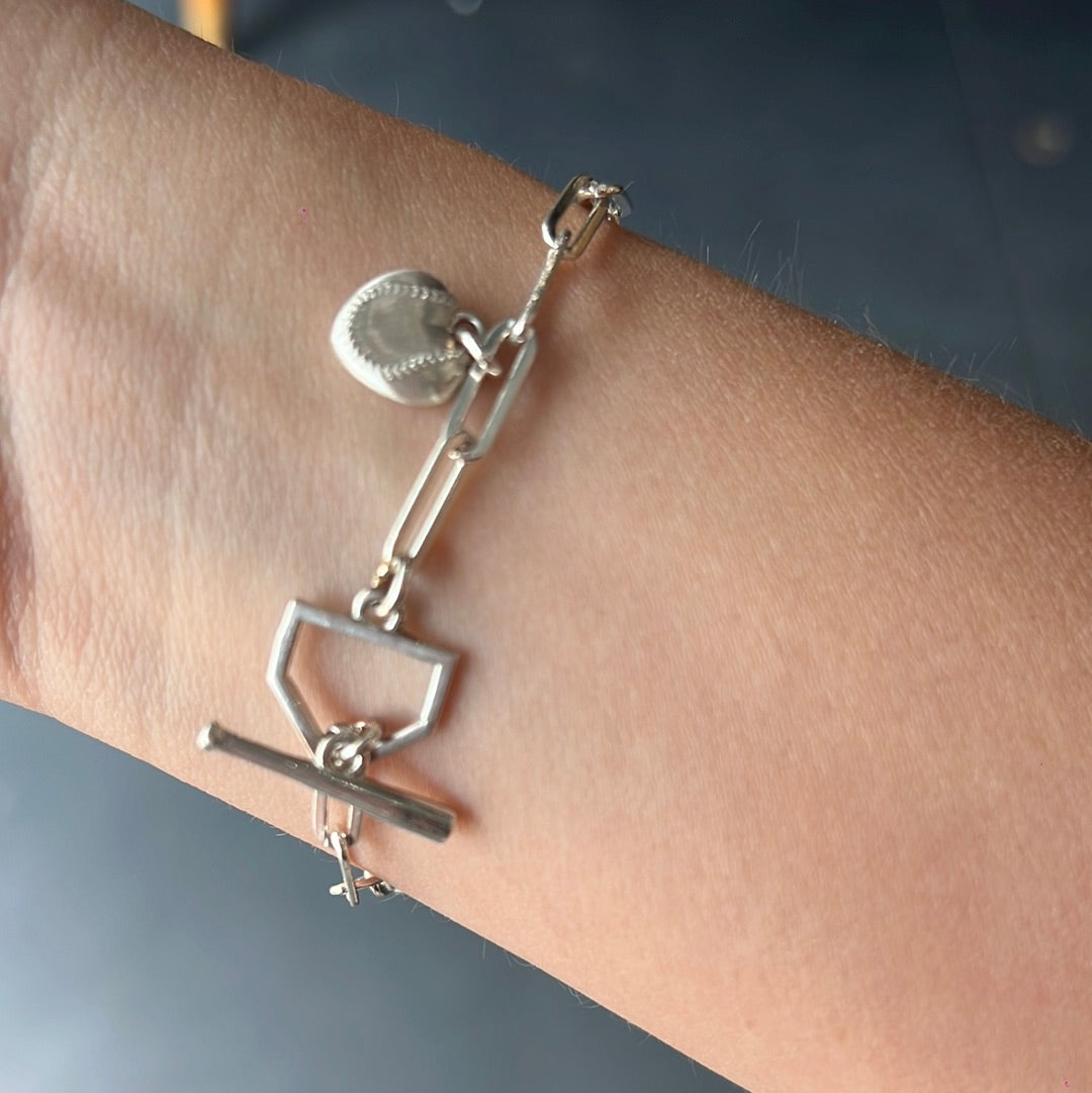 Baseball Toggle Paper Clip Bracelet