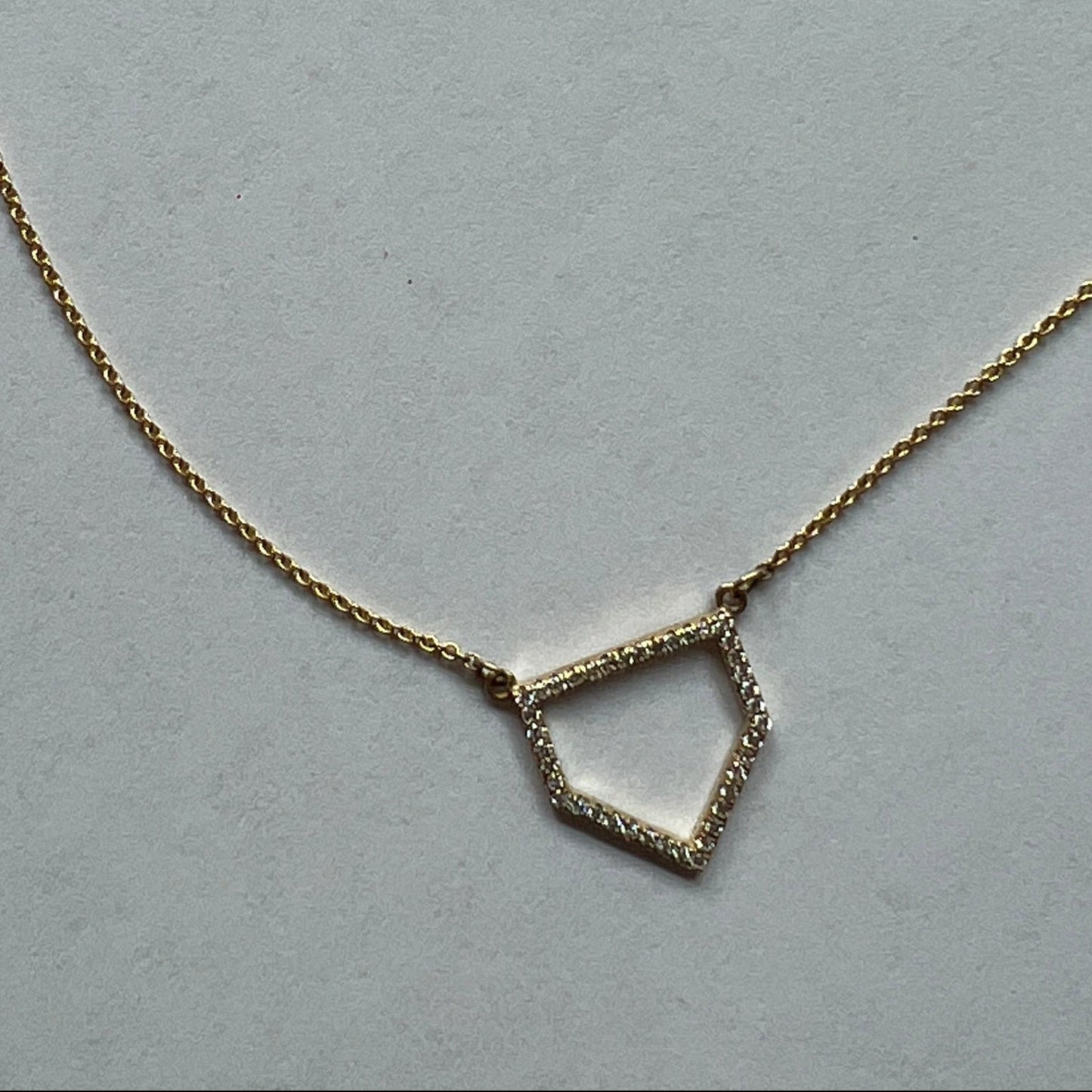 Home Plate 14k Yellow Gold & Diamond Necklace