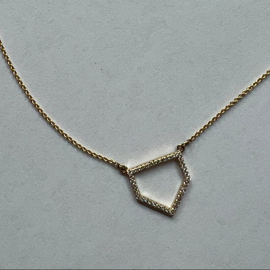 Home Plate 14k Yellow Gold & Diamond Necklace