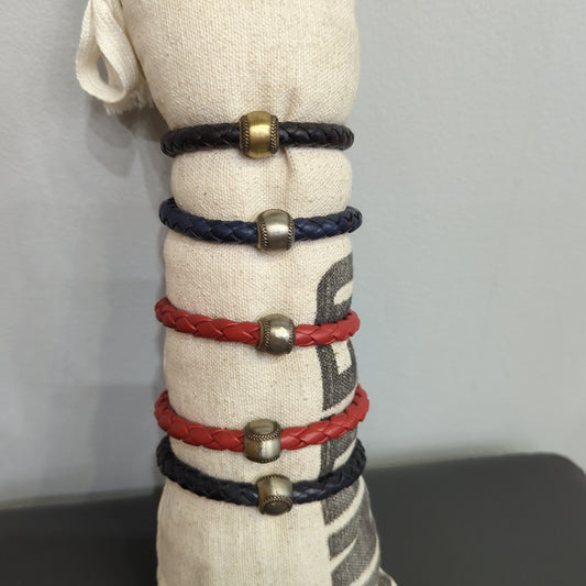 Thick leather baseball bracelet