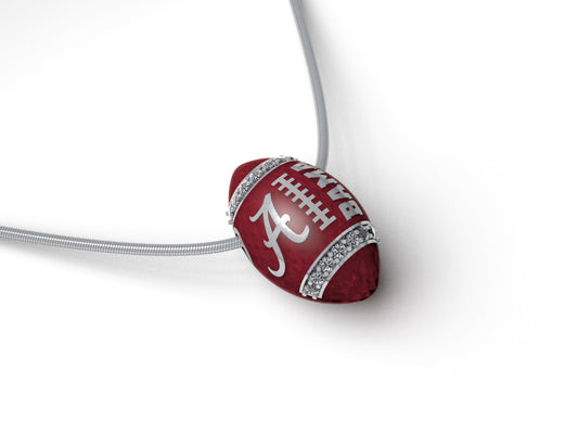 Alabama silver football pendant with Lab Diamonds