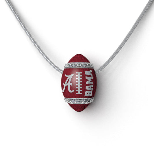Alabama silver football pendant with Lab Diamonds