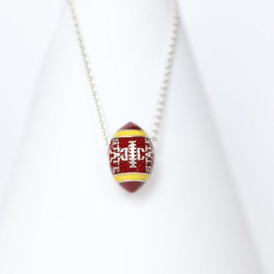 Iowa State Enameled Football Pendant
