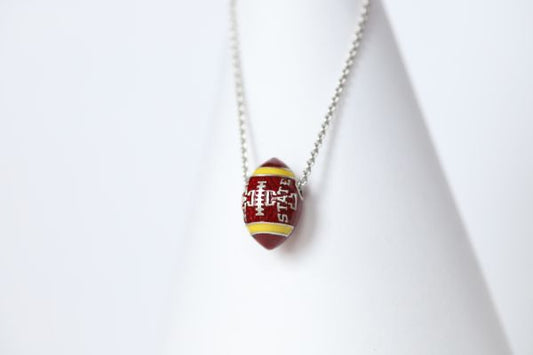 Iowa State Enameled Football Pendant