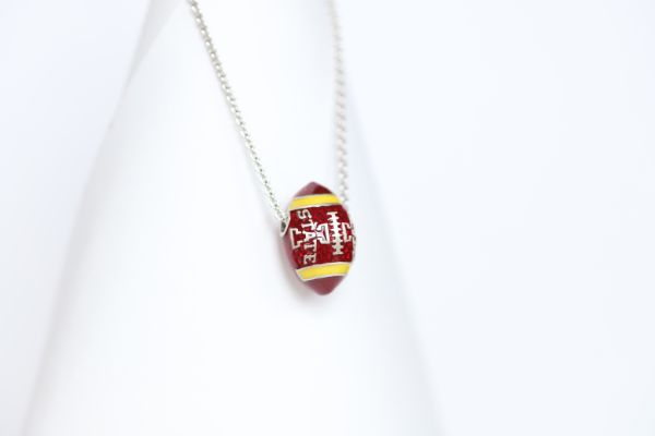 Iowa State Enameled Football Pendant